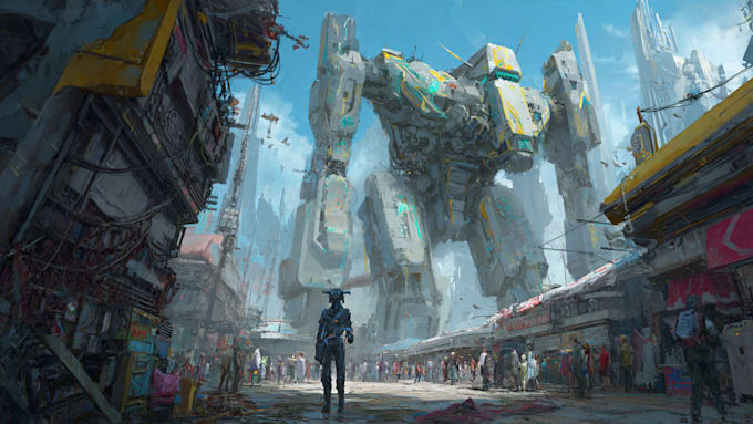 design sci fi mecha and robot concept art