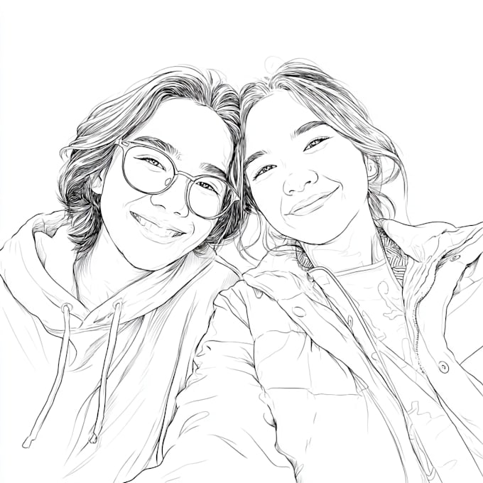 custom couple portrait romantic artistic illustration
