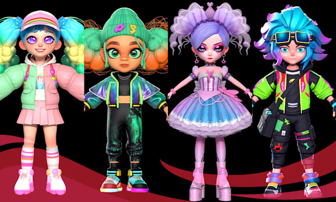 create 3d game ready model, stylized character, rigging, animations