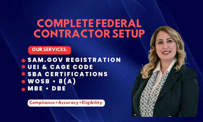 handle your sam gov registration, 8a, dbe, wosb, sba certification, mbe