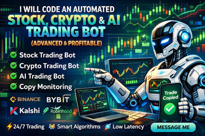 code automated stock trading bot, crypto trading bot, ai trading bot, crypto bot