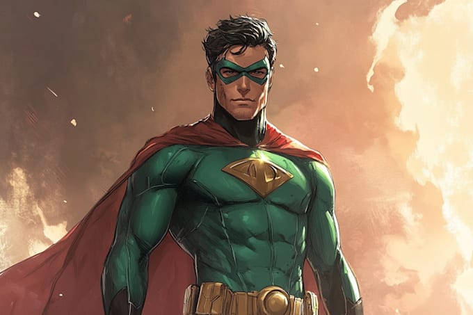 do a superhero comic page superhero character for comics
