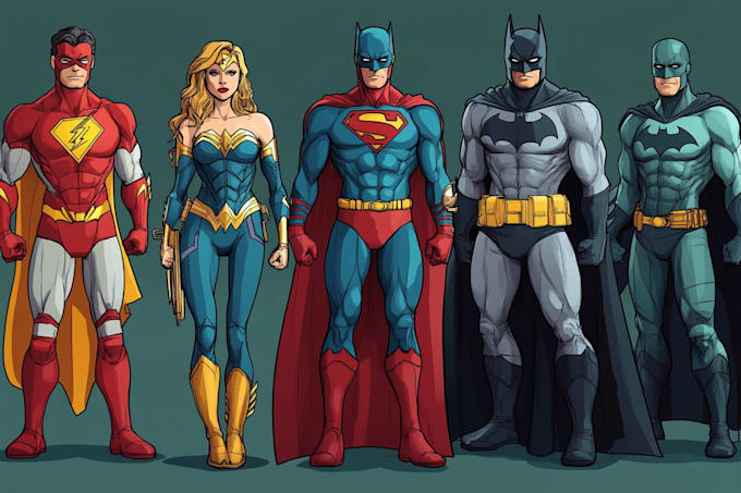 create concept art superhero character design for comics