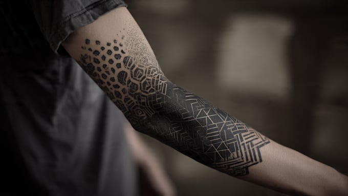create sleeve tattoo design in geometric style