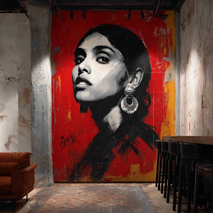 make mural design, graffiti and wallpaper illustration