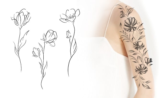create unique flower tattoo design