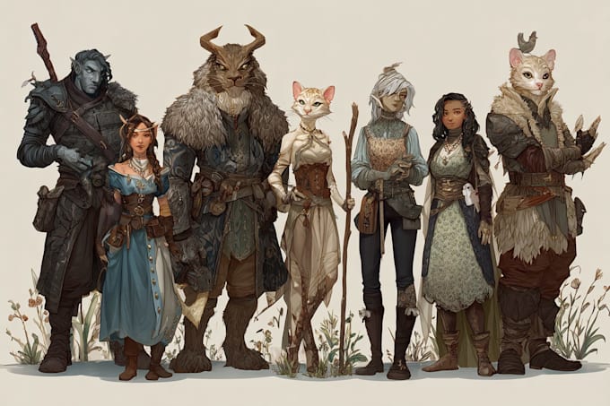 design dnd character, fantasy character, dnd party