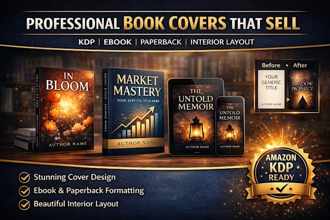 design professional book cover for ebook or paperback layout