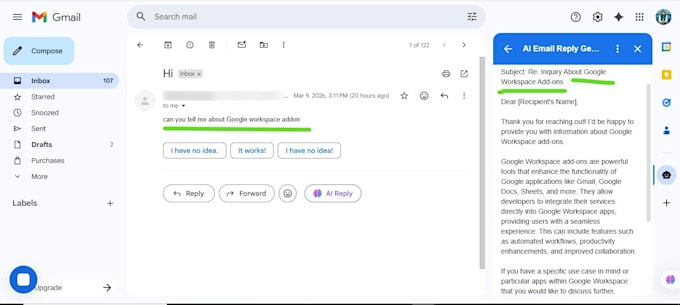 create custom gmail add on and google workspace addon using apps script