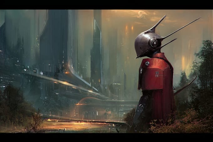Fazer arte de ficção científica, personagem de ficção científica e arte ...
