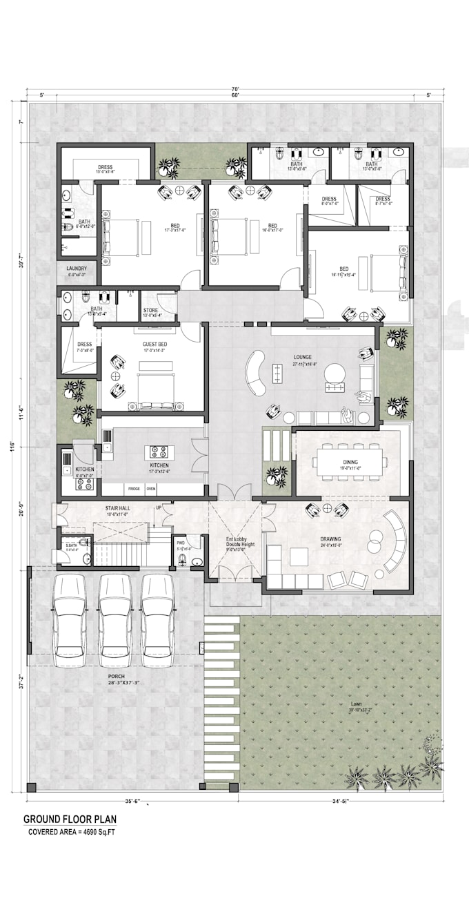 draw professional 2d floor plan and house plan in autocad