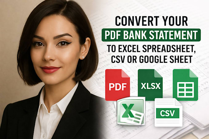 do conversion of your pdf bank statement to excel spreadsheet, csv, google sheet