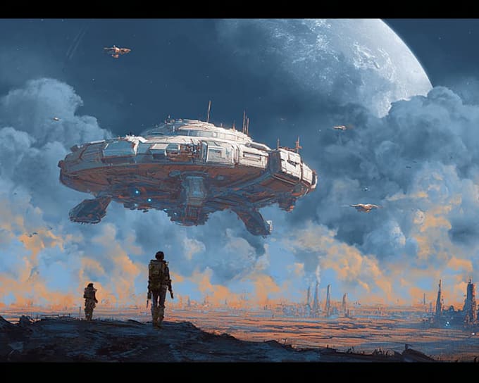 draw futuristic battles, planets, and space scenes