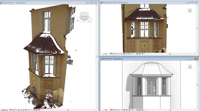 convert point cloud to bim 3d model in revit , archicad