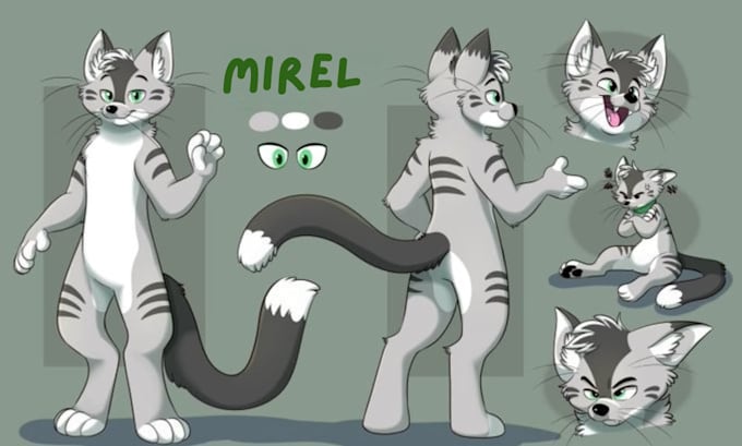 Draw custom furry reference sheet anthro oc art fursona ref sheet ...