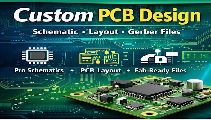 design a custom pcb layout with schematic and gerber files for fabrication