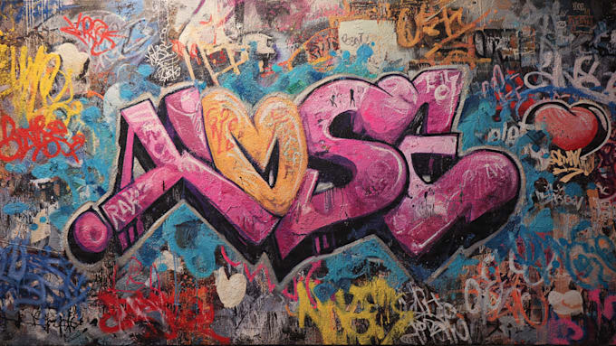 manually design graffiti street art canvas