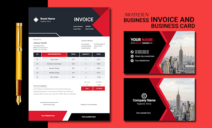 do business card and invoice design template