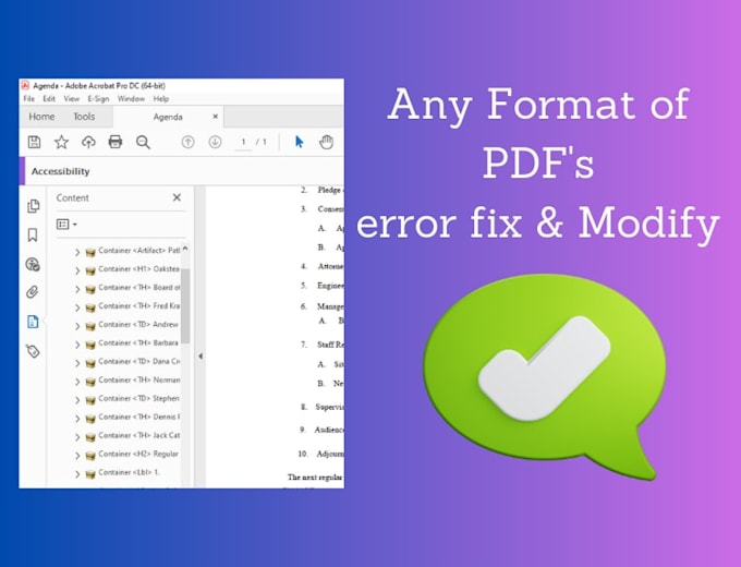 manually fix pdfs issues, redesign, fillable forms, document creation