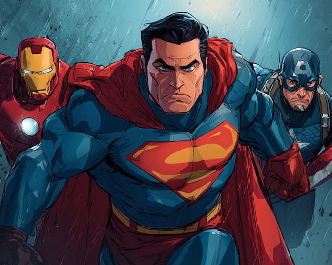 create professional superhero cartoon artwork