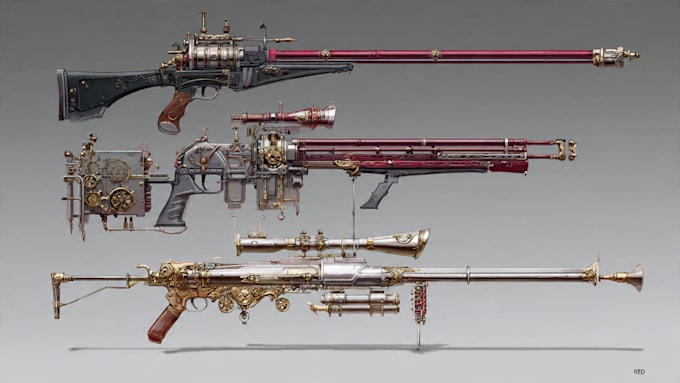 create weapon design and illustration
