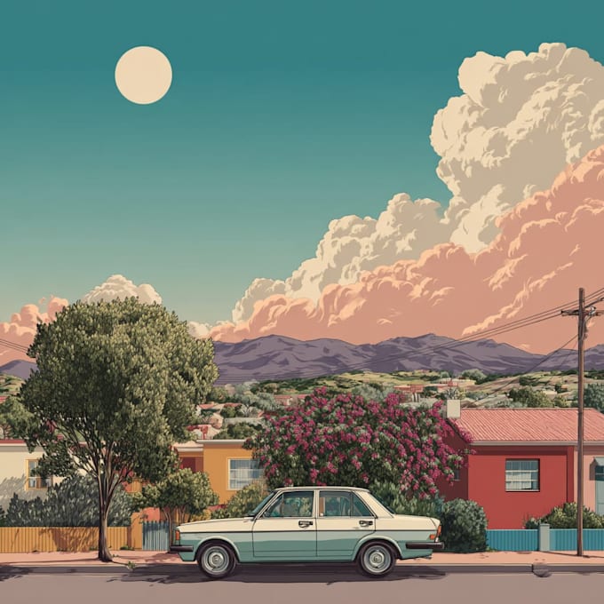 illustrate fantastic flat vector landscape illustration