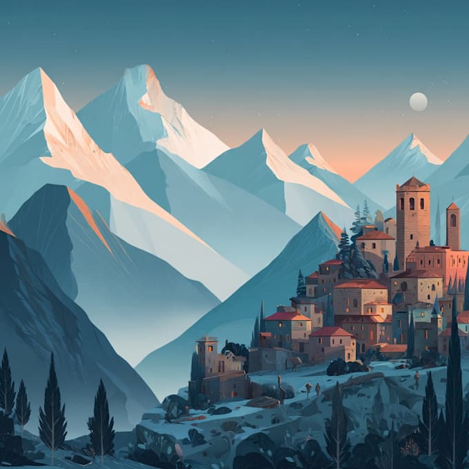 create flat landscape illustration of nature
