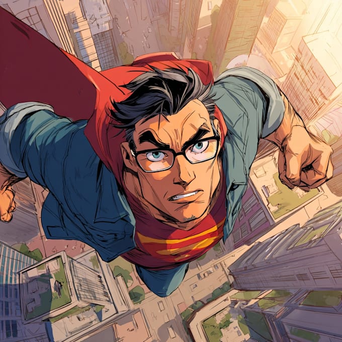 do a illustrate a superhero art portrait