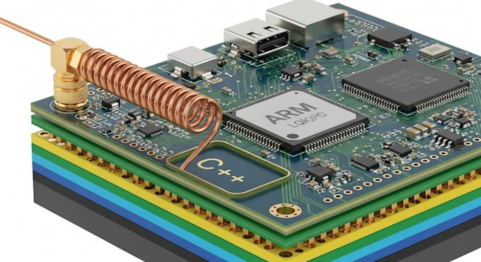 design multilayer pcb antenna, arm, microcontroller and usb electronics