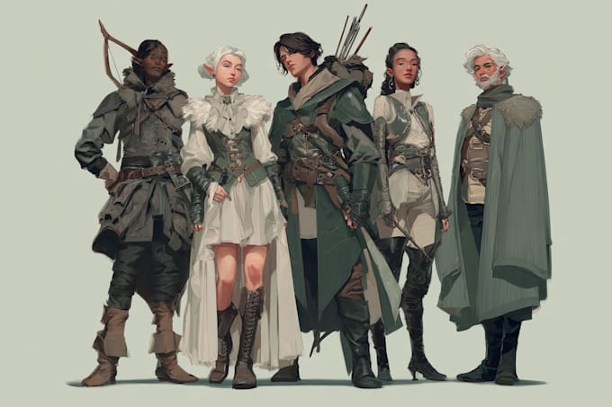 draw a dnd party character illustrations