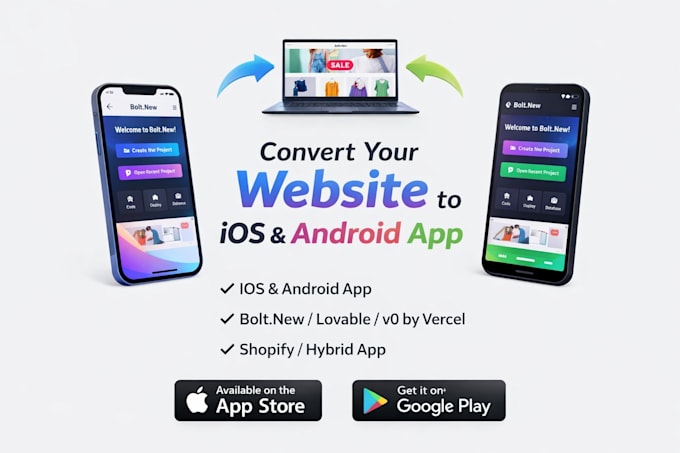 convert replit bolt new lovable v0 vercel website to ios android app development