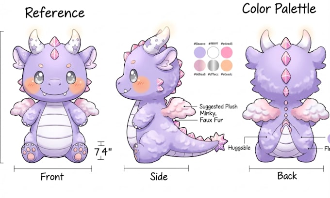 design custom plushie reference sheet stuffed animal character ych concept