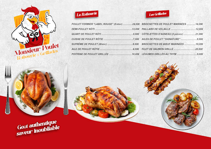 design a creative professional menu