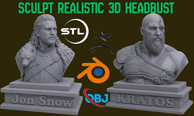 sculpt realistic 3d headbust 3d head 3d face 3d potrait likeness model statues