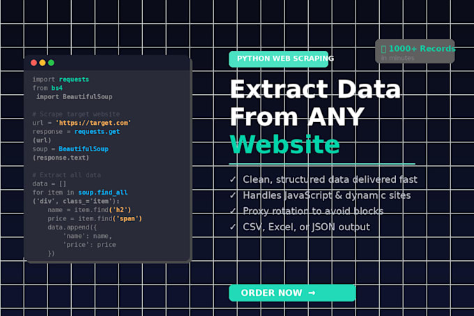 scrape any website and extract data using python