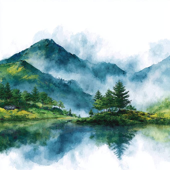 draw a watercolor landscape illustration