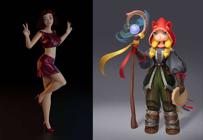 do 3d cartoon character 3d modeling 3d character design 3d rig for 3d animation