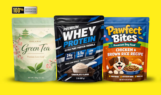 design professional product packaging, pouch and bag design
