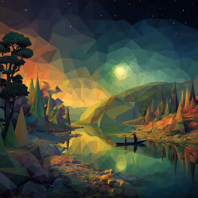 made geomatric and polygonal low poly vector illustrations
