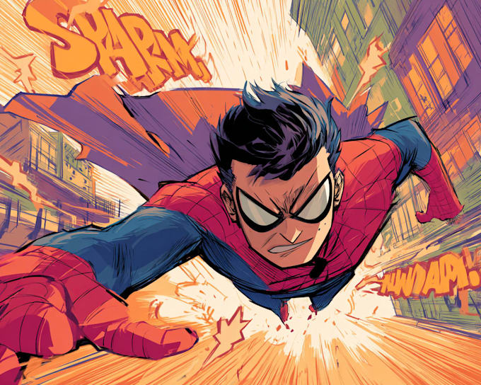 create high quality superhero cartoon artwork