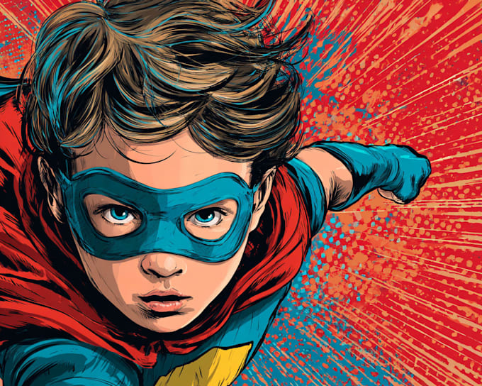 create superhero illustrations for comics, posters