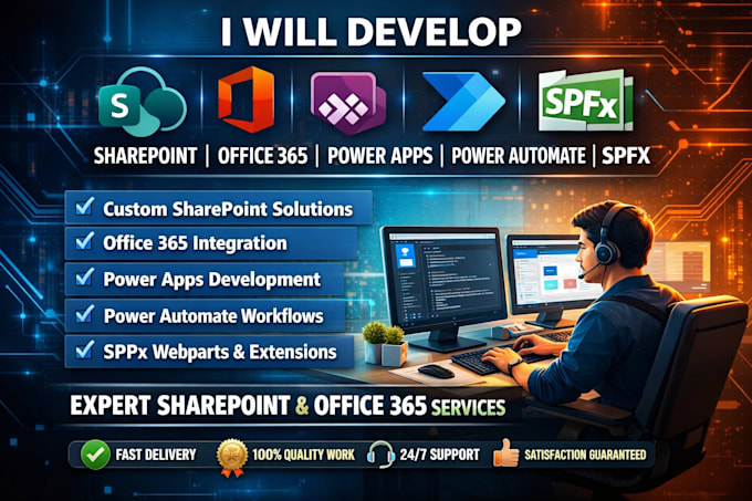 develop sharepoint ,office 365, powerapps, power automate, spfx