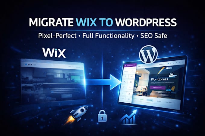 migrate wix to wordpress with full functionality and pixel perfect design