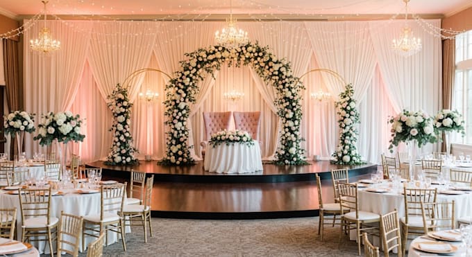Render Party Make realistic 3d indoor and outdoor wedding decoration event render ...