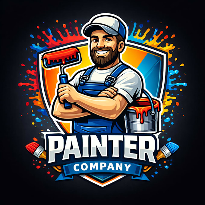 design high quality painter mascot logo with t shirt design