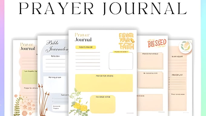 create prayer journal design, workbook design, planner design journal design