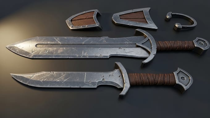create high quality 3d game weapon, game assets, 3d props, texture, for 3d print
