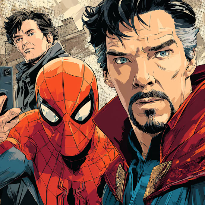 draw retro comic book, book cover, webtoon in marvel style