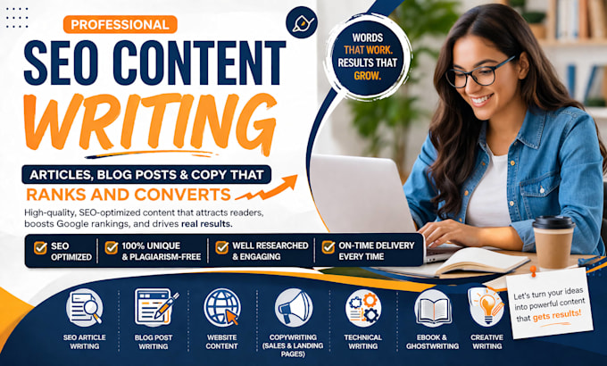 do seo article writing, blog post writing or content writing, copywriting