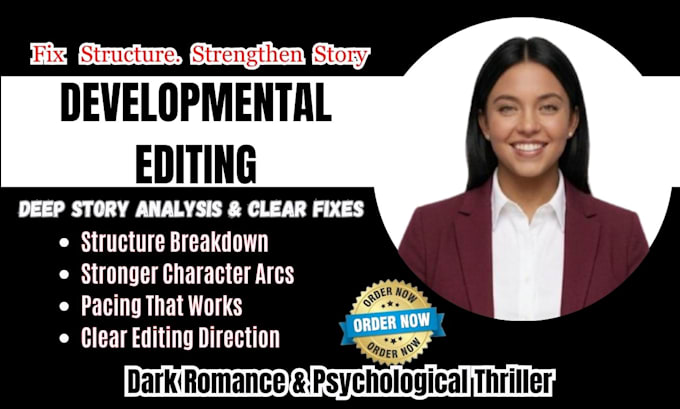 provide expert developmental edit on dark romance and thriller novel